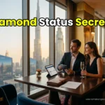 Luxurious executive lounge interior showcasing VIP benefits for Hilton Honors and Radisson Rewards members in the UAE.