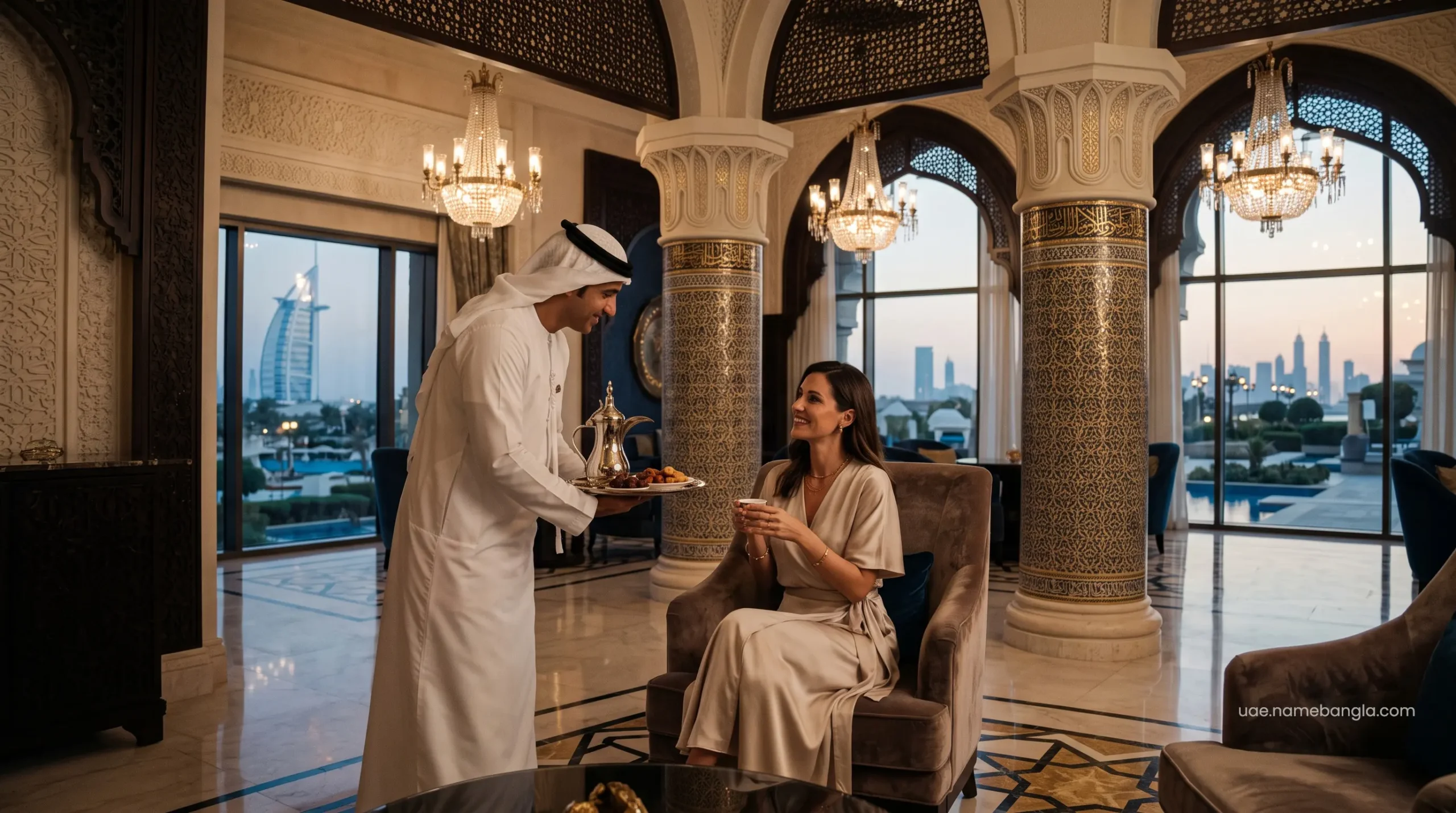 Exclusive Jumeirah One Gold tier luxury indoor retreat at the Burj Al Arab.