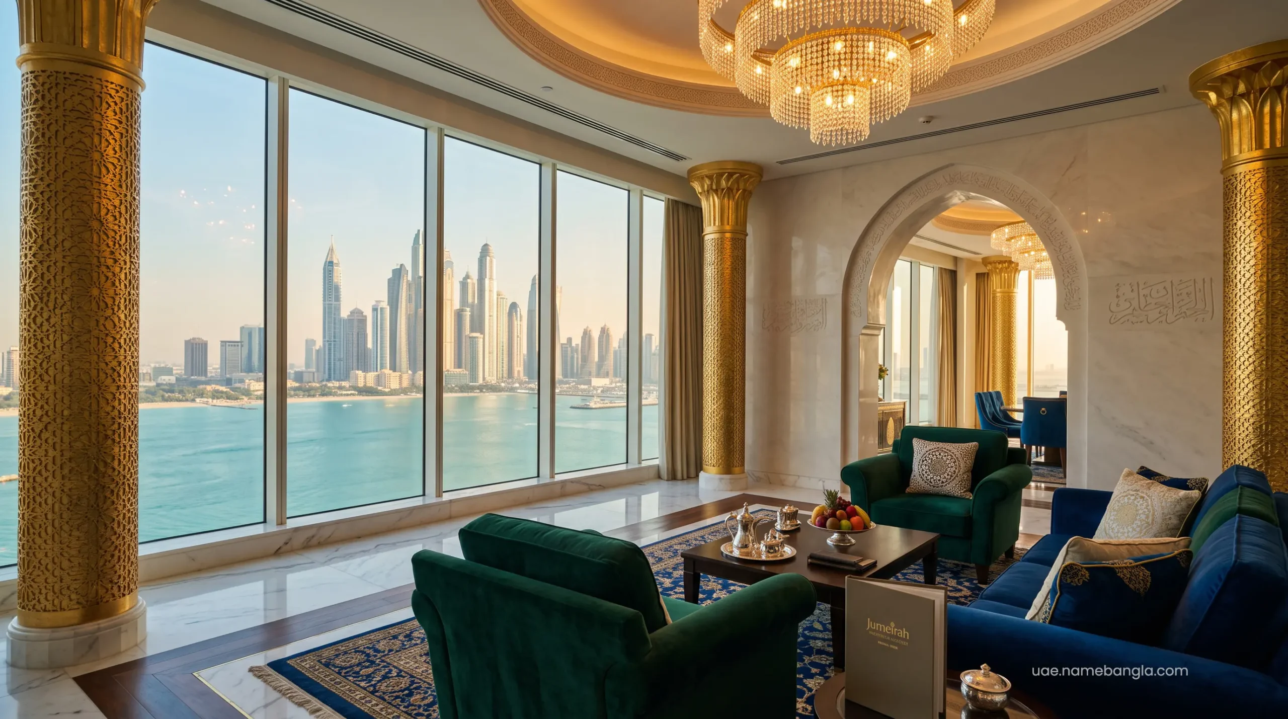 Lavish Jumeirah One Gold tier luxury indoor penthouse at the Burj Al Arab in Dubai.