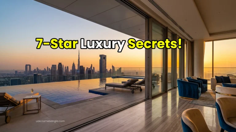 Ultra-luxury Dubai 7-star resort suite overlooking the Arabian Gulf booked via VIP OTA algorithms for September 2026.
